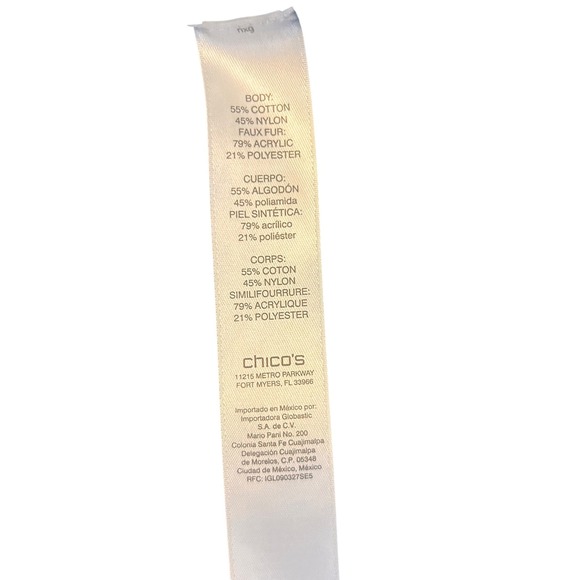 Chicos Beaded‎ Embellished Blue Tan Scroll Pattern Long Cardigan Sweater Size 1 - Picture 9 of 9